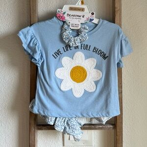 Bearpaw Girls Flower Embroidered Top & Shorts Set NWT Sz: 4